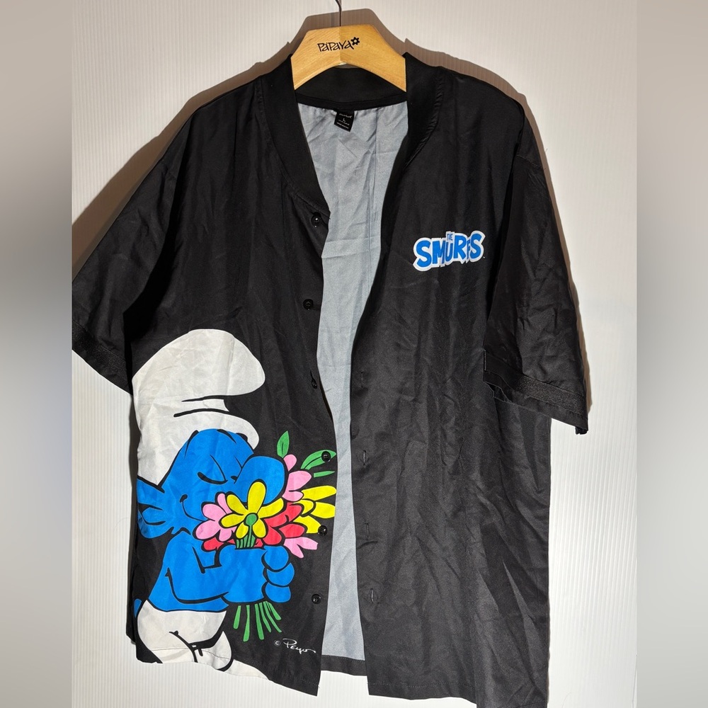 Black Graphic Men's Shirt Smurfs